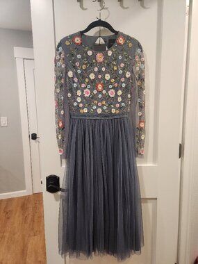 Needle & Thread Blue Floral Embroidered Dress US6/UK10